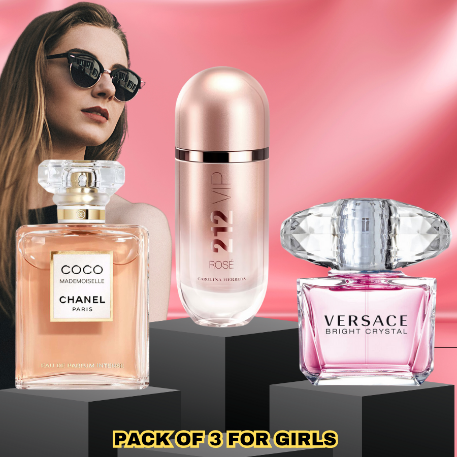 Coco Mademoiselle + 212 VIP Rose + Versace Bright Crystal